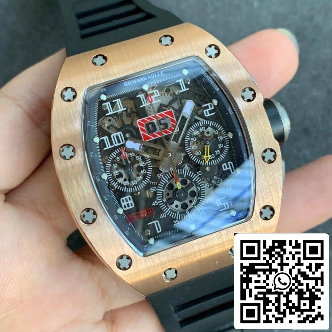Richard Mille RM11 1:1 Best Edition KV Fabbrica Rose Gold Black cinturino