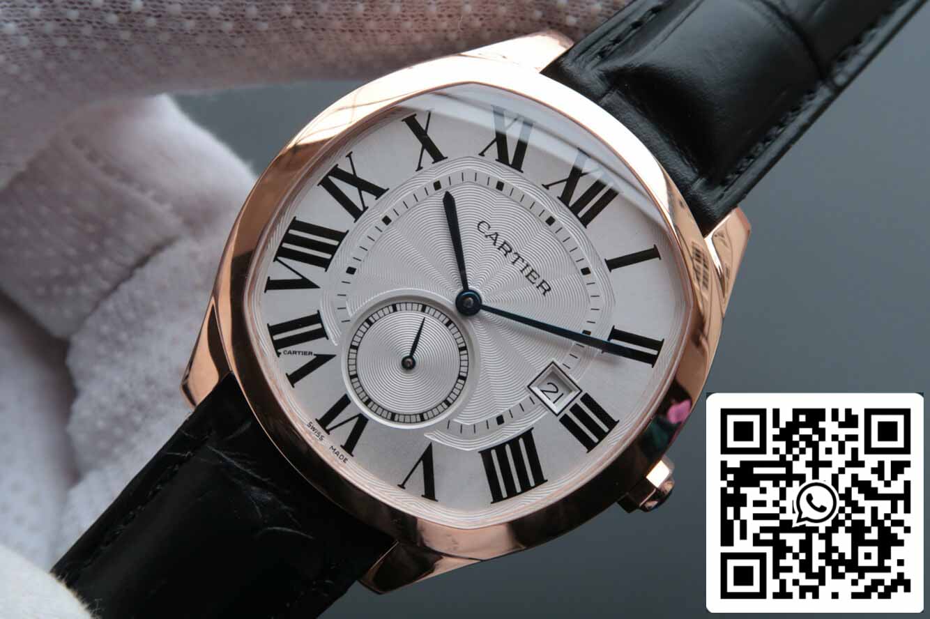 Drive De Cartier WGNM0003 1:1 Best Edition V6 Fabbrica Rose Gold Silver Dial