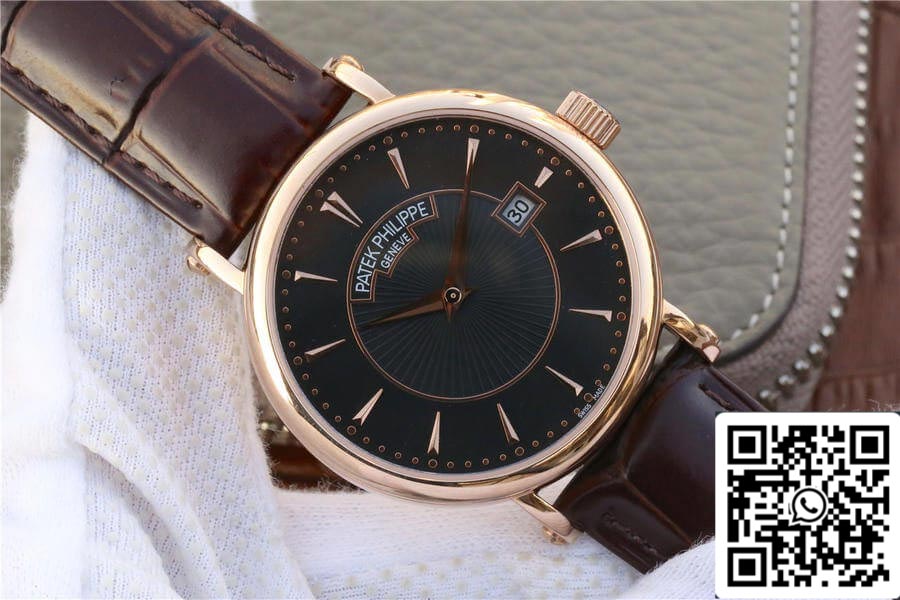 Patek Philippe Calatrava 1:1 Best Edition ZF Fabbrica Rose Gold Leather cinturino