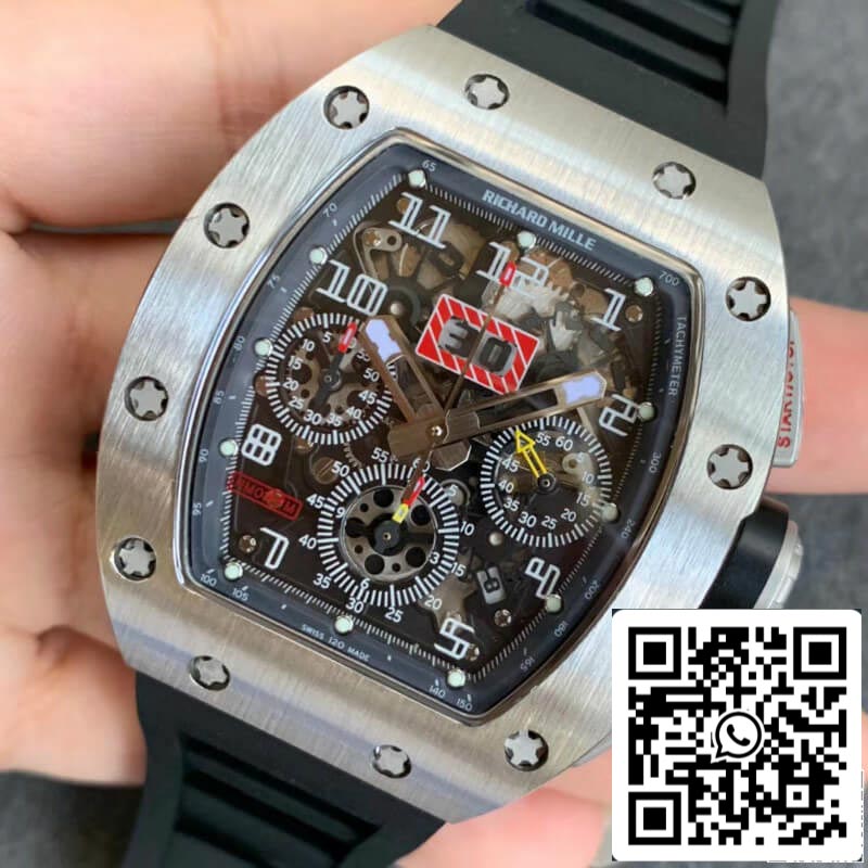 Richard Mille RM011 1:1 Best Edition KV Fabbrica Black Rubber cinturino