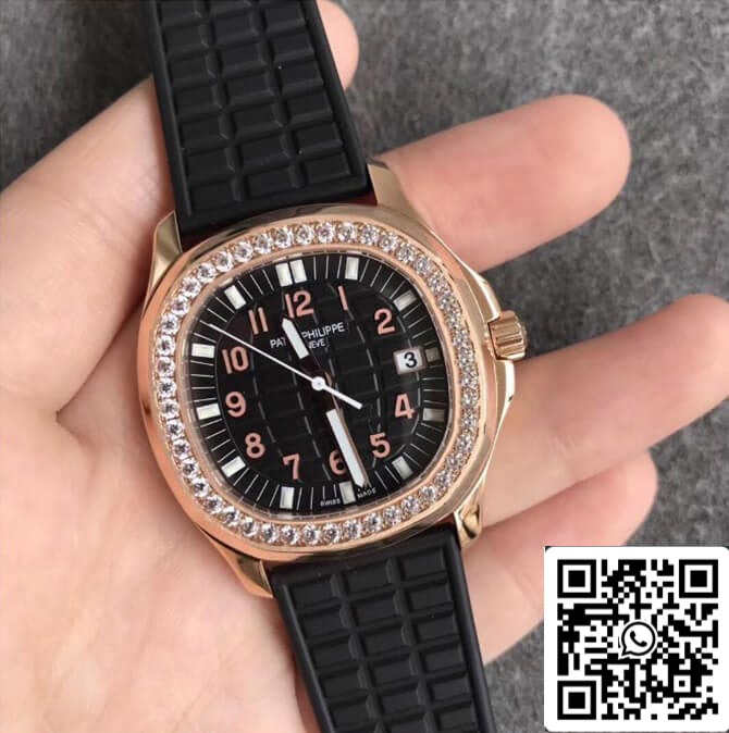 Patek Philippe Aquanaut 1:1 Best Edition PPF Fabbrica Diamond Rose Gold Black Dial