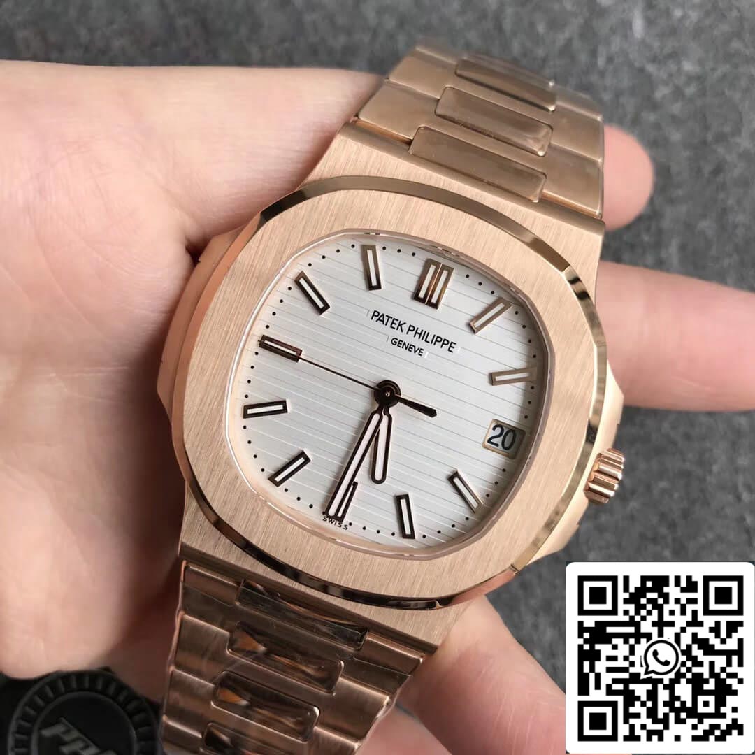 Patek Philippe Nautilus 5711/1R-001 1:1 Best Edition PPF Fabbrica V4 Rose Gold White Dial Swiss ETA324