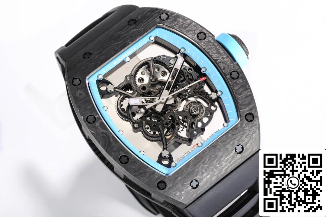 Richard Mille RM055 NTPT 1:1 edizione migliore BBR Fabbrica Nero Gomma cinturino