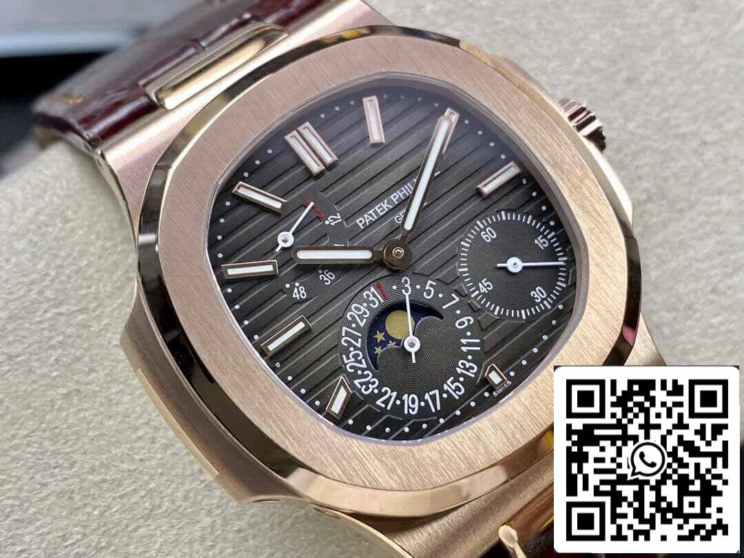 Patek Philippe Nautilus 5712 1:1 Best Edition ZF Fabbrica Brown Leather cinturino Grey dial
