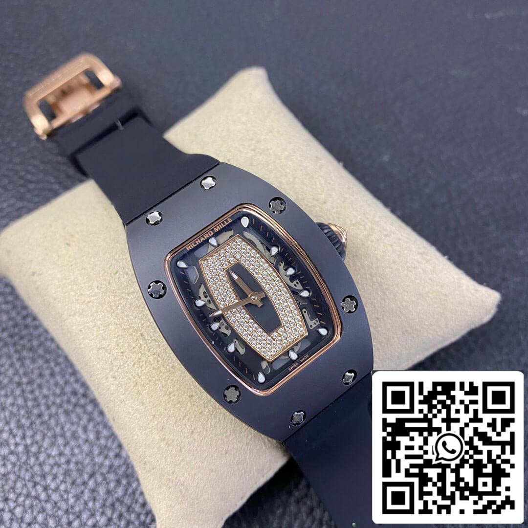 Richard Mille RM 07-01 1:1 Best Edition RM Fabbrica Black Rubber cinturino