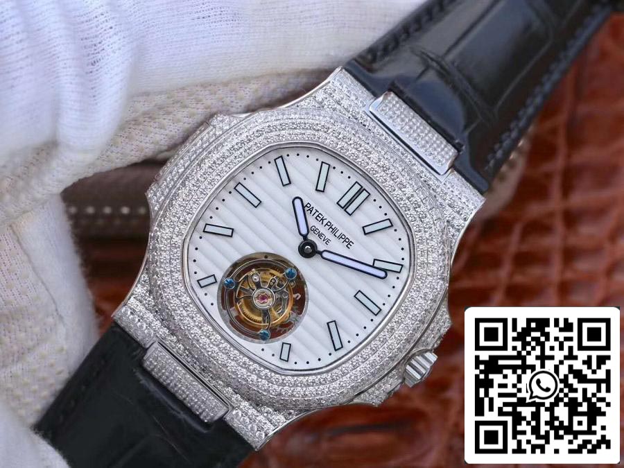 Patek Philippe Nautilus Jumbo 5711 R8 Fabbrica 1:1 Best Edition Swiss Tourbillon White Dial