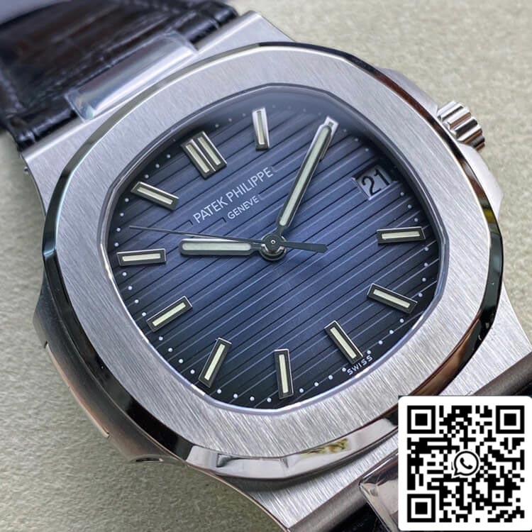 Patek Philippe Nautilus 5711 1:1 edizione migliore 3K Fabbrica quadrante blu Cowhide cinturino