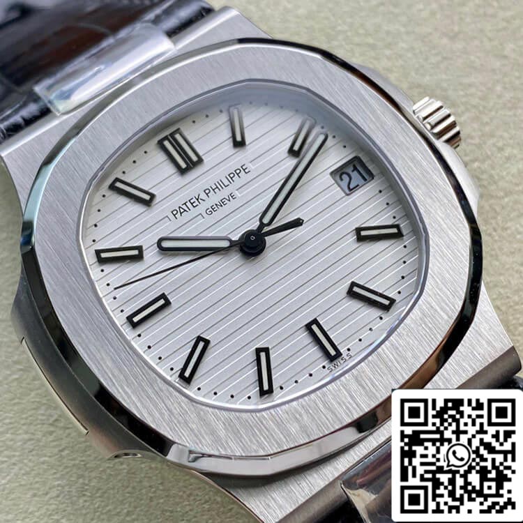 Patek Philippe Nautilus 5711 1:1 edizione migliore 3K Fabbrica quadrante bianco Cowhide cinturino