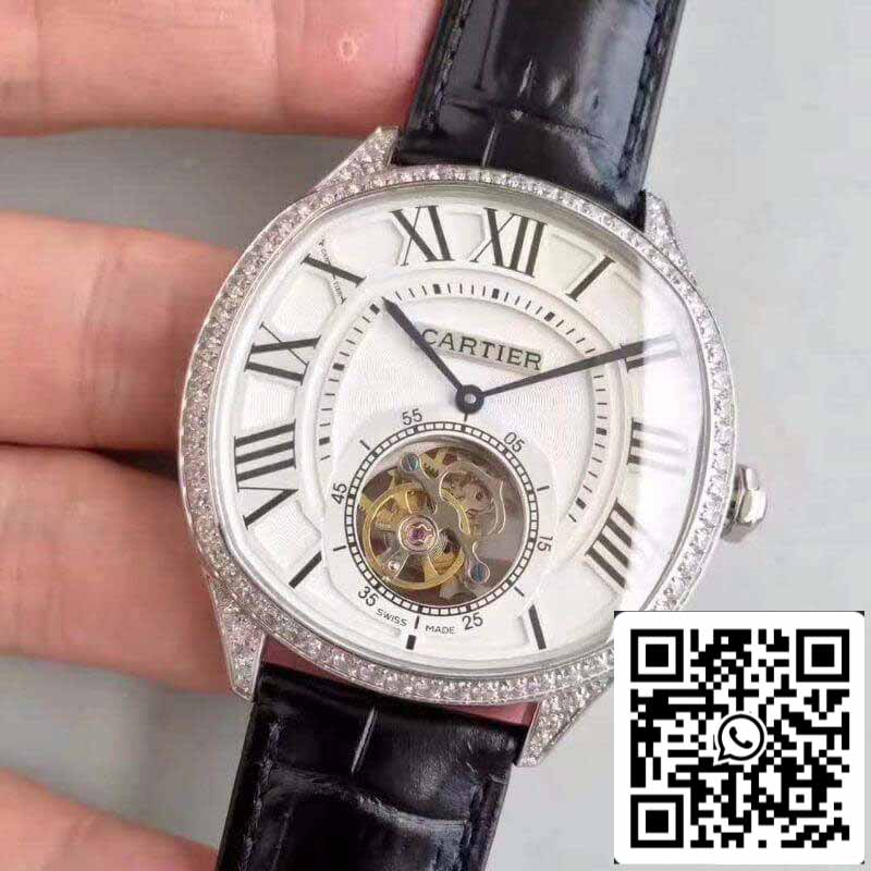 Drive De Cartier W4100013 Men Watches 1:1 Best Edition Swiss Tourbillon Black Leather cinturino