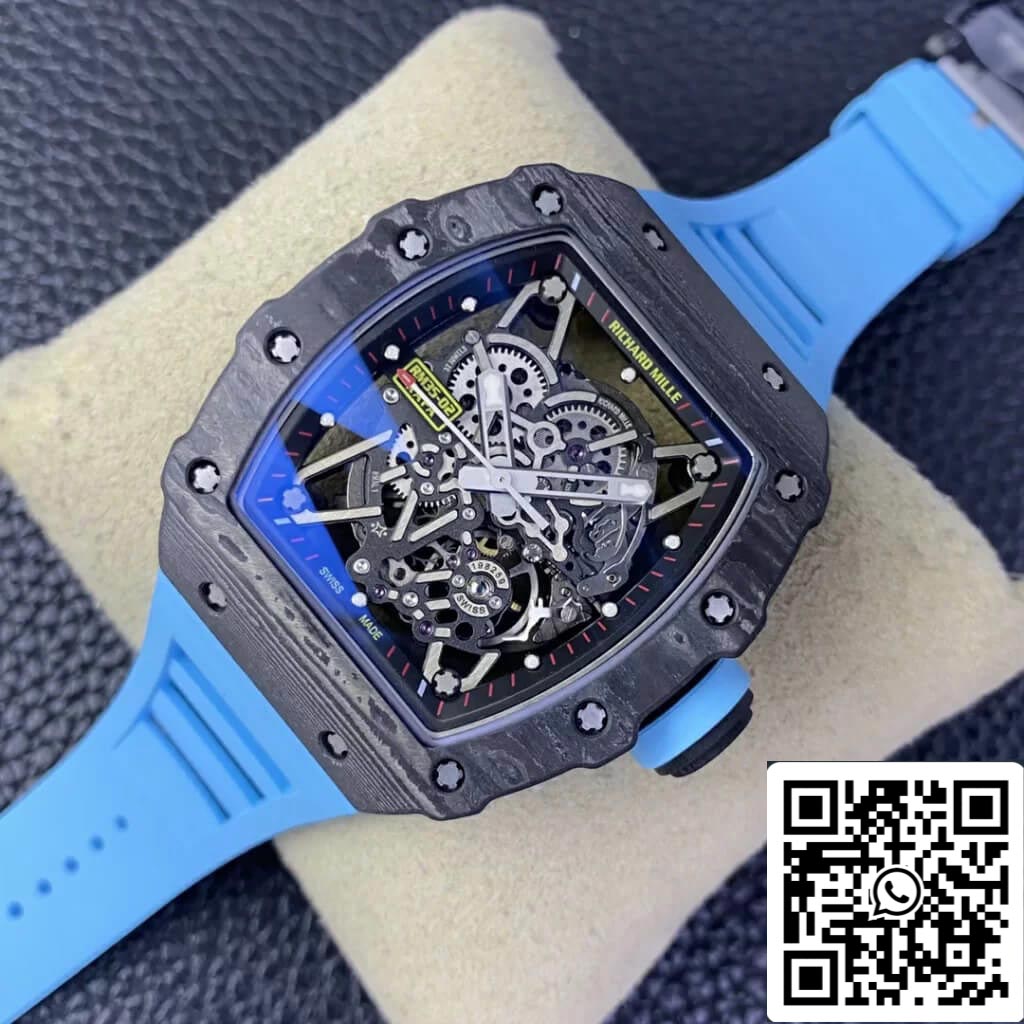Richard Mille RM35-02 1:1 Best Edition T+ Fabbrica NTPT Carbon Fiber Blue Rubber cinturino