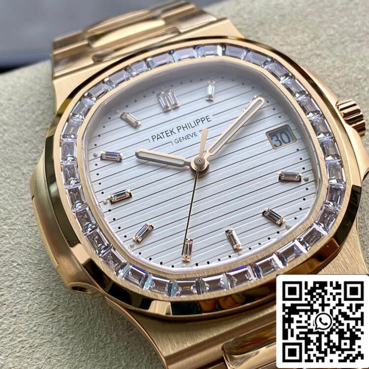 Patek Philippe Nautilus 1:1 Best Edition PPF Fabbrica Rose Gold With Diamonds