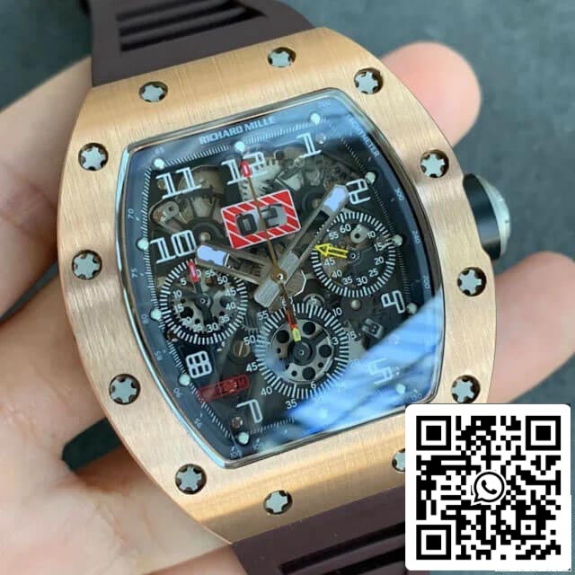 Richard Mille RM011 1:1 Best Edition KV Fabbrica Brown Rubber cinturino