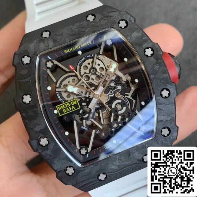 Richard Mille RM35-02 1:1 Best Edition KV Fabbrica V3 Carbon Fiber White cinturino