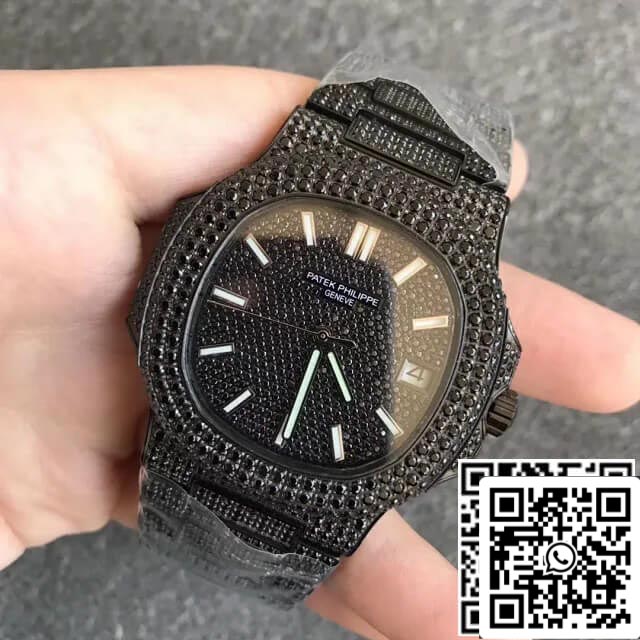 Patek Philippe Nautilus 5719/10G-010 1:1 Best Edition PPF Fabbrica Full Diamond Black Dial