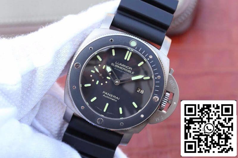 Panerai Luminor Submersible PAM389 VS Fabbrica 1:1 edizione migliore Swiss ETA P9000 Nero Gomma cinturino