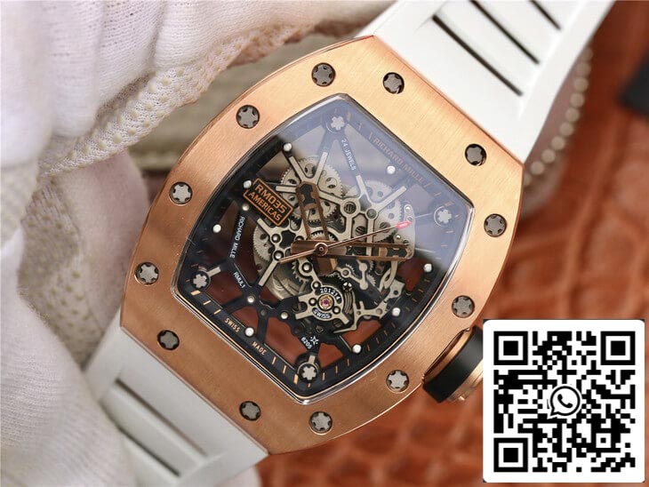 Richard Mille RM035 Americas KV Fabbrica 1:1 Best Edition Rose Gold White cinturino