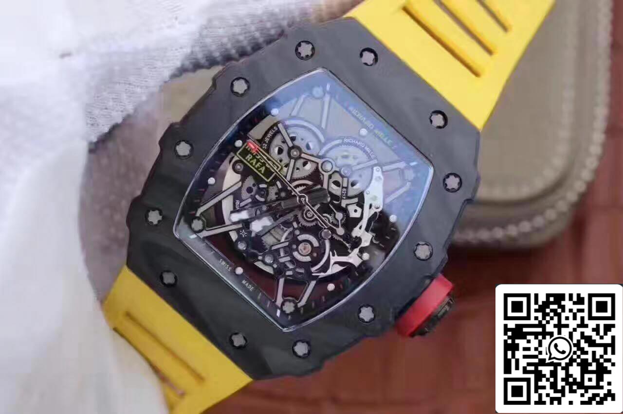 Richard Mille RM35-02 KV Fabbrica 1:1 Best Edition Swiss ETA8215 Yellow Rubber cinturino