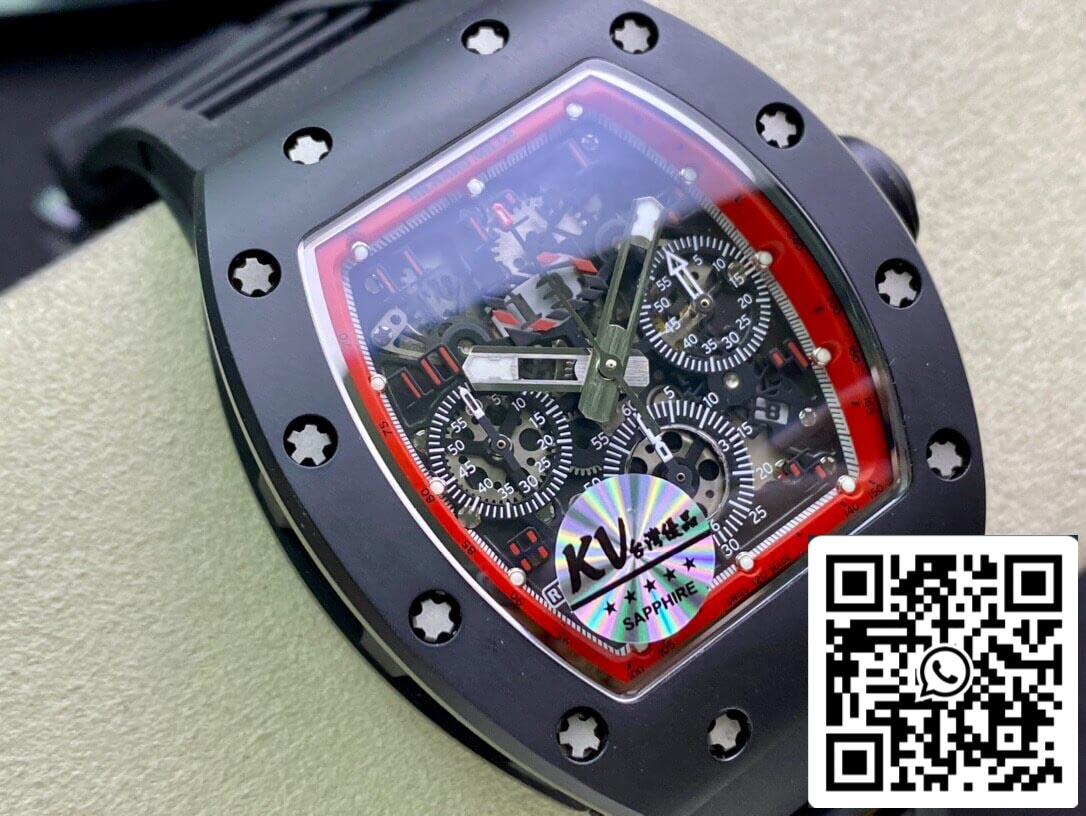 Richard Mille RM011 1:1 Best Edition KV Fabbrica Ceramic Black cinturino
