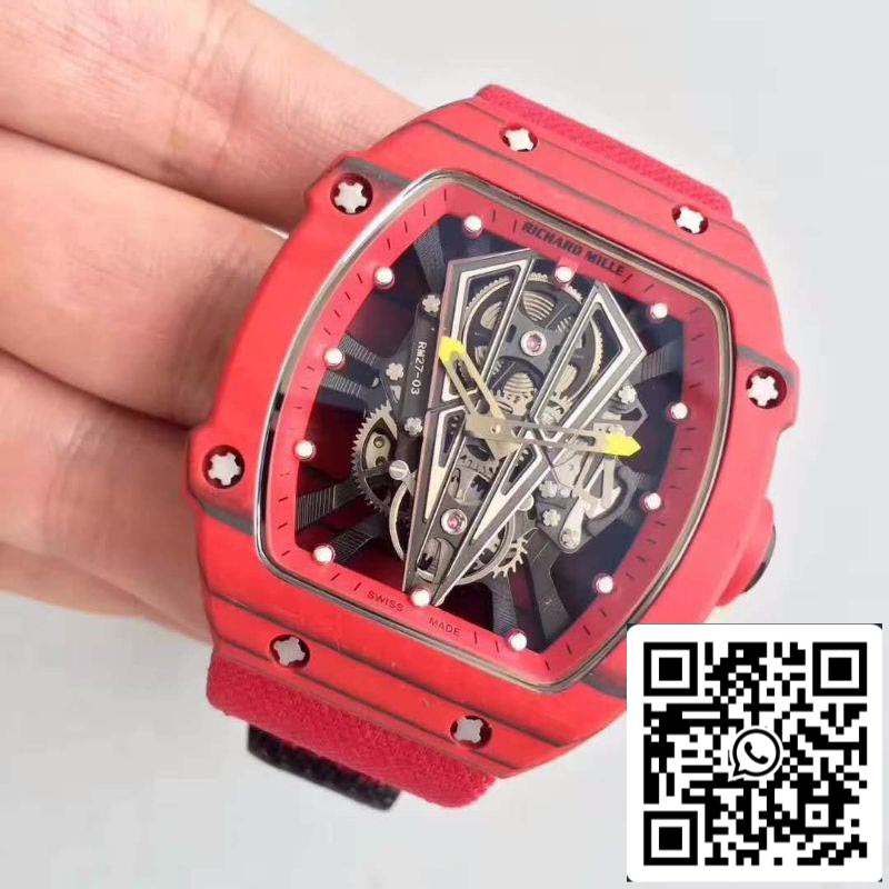 Richard Mille RM27-03 KV Fabbrica 1:1 Best Edition Swiss ETA9015 Carbono forjado rojo