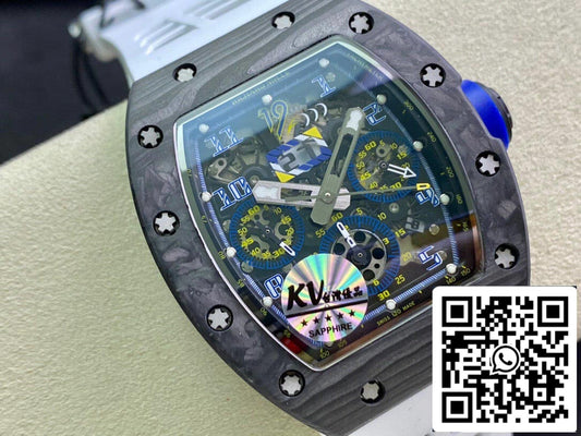 Richard Mille RM011 1:1 Best Edition KV Fabbrica Carbon Fiber White cinturino