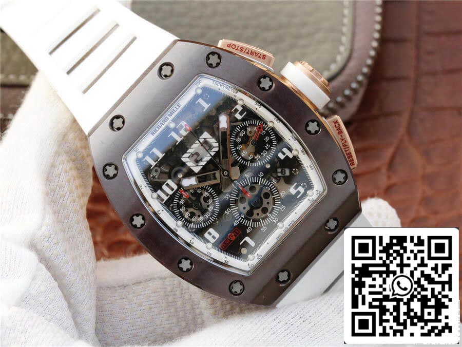 Richard Mille RM011 1:1 Best Edition KV Fabbrica Ceramic White cinturino