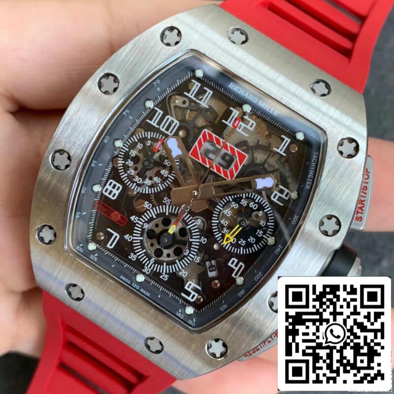 Richard Mille RM011 1:1 Best Edition KV Fabbrica Red Rubber cinto