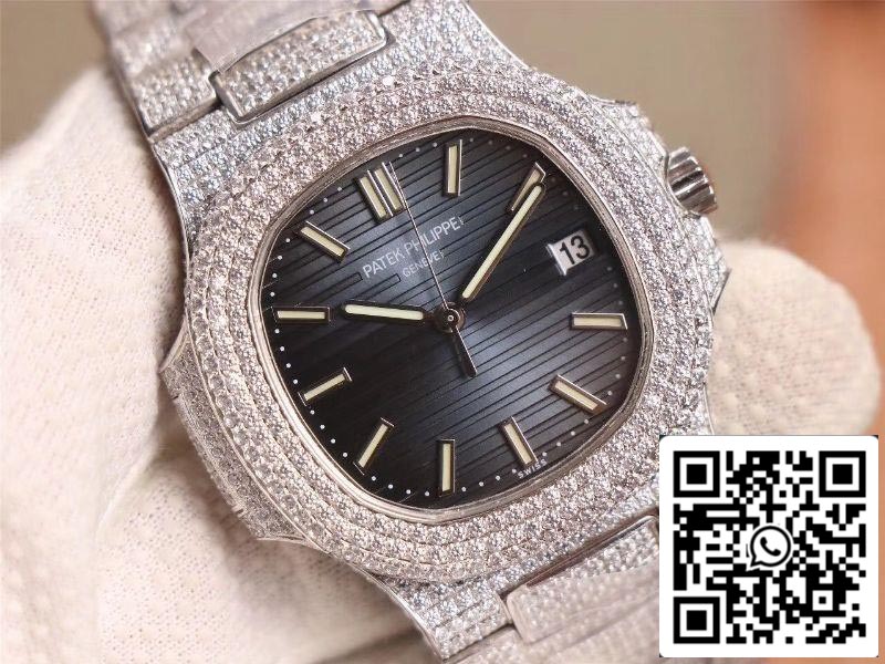 Patek Philippe Nautilus 5719-10G Silver Diamond 1:1 Best Edition R8 Fabbrica Gradient Grey Dial Swiss Cal.324 S‌ C