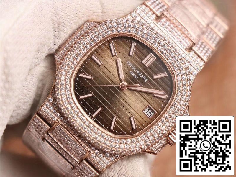 Patek Philippe Nautilus 5719-10G Rose Gold Diamond 1:1 Best Edition R8 Fabbrica Gradient Brown Dial Swiss Cal.324 S‌ C