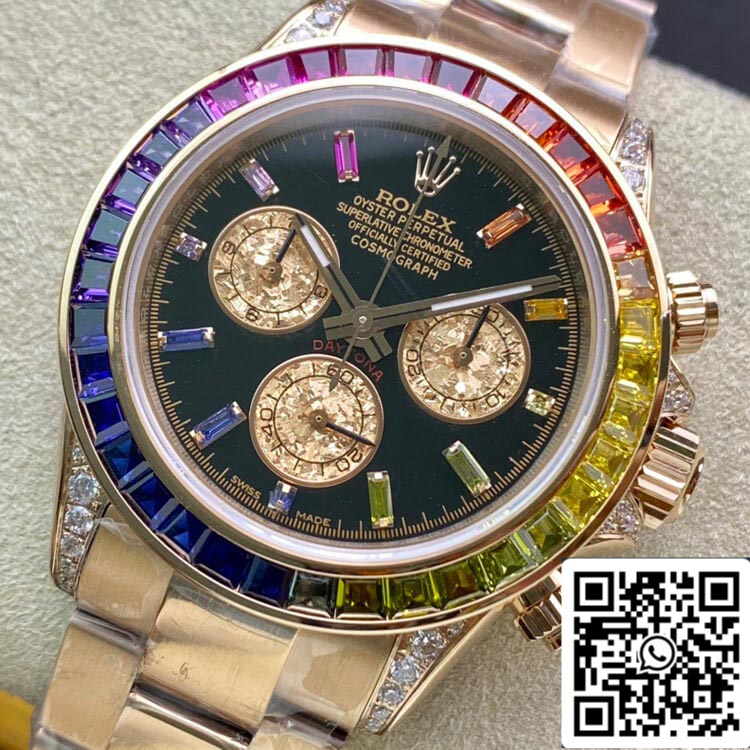 Rolex Daytona 116595 RBOW 1:1 Best Edition TW Fabbrica Rose Gold Black Dial
