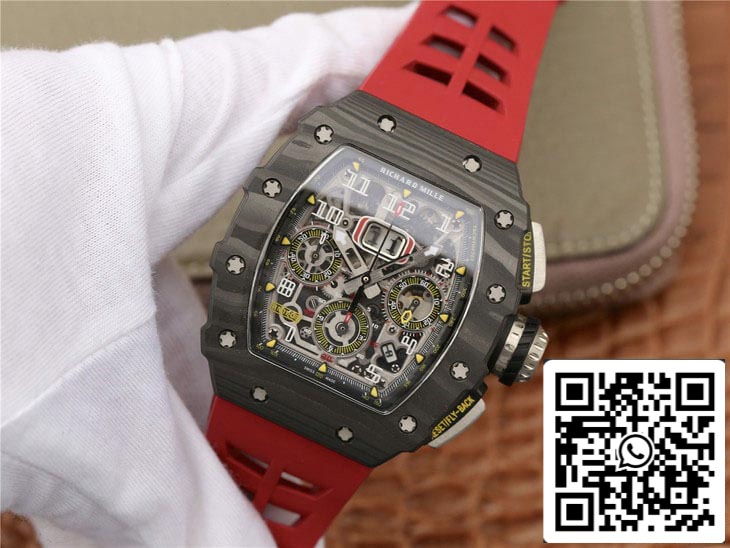 Richard Mille RM11-03 1:1 Best Edition KV Fabbrica Carbon Fiber Red cinturino
