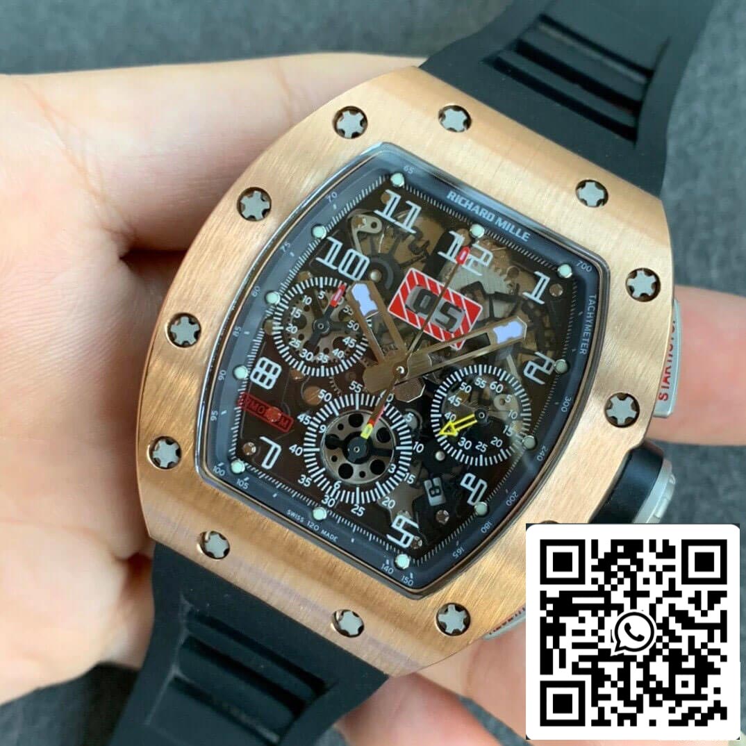 Richard Mille RM11 1:1 Best Edition KV Fabbrica Rose Gold Black cinturino