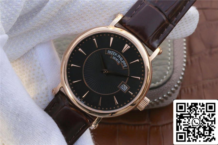 Patek Philippe Calatrava 1:1 Best Edition ZF Fabbrica Rose Gold Leather cinturino