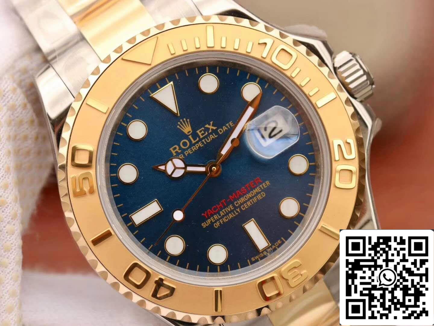 Rolex Yacht-Master 40mm 16623 1:1 edizione migliore Swiss ETA2836 Oro Wrapped quadrante blu