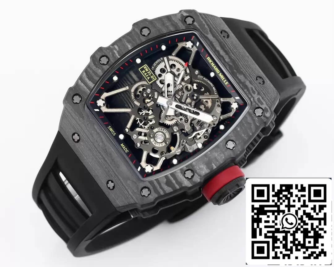 Richard Mille RM35-01 1:1 edizione migliore BBR Fabbrica Nero Gomma cinturino