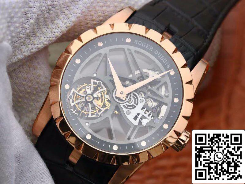 Roger Dubuis Excalibur RDDBEX0392 1:1 edizione migliore Swiss Tourbillon Black Leather cinturino