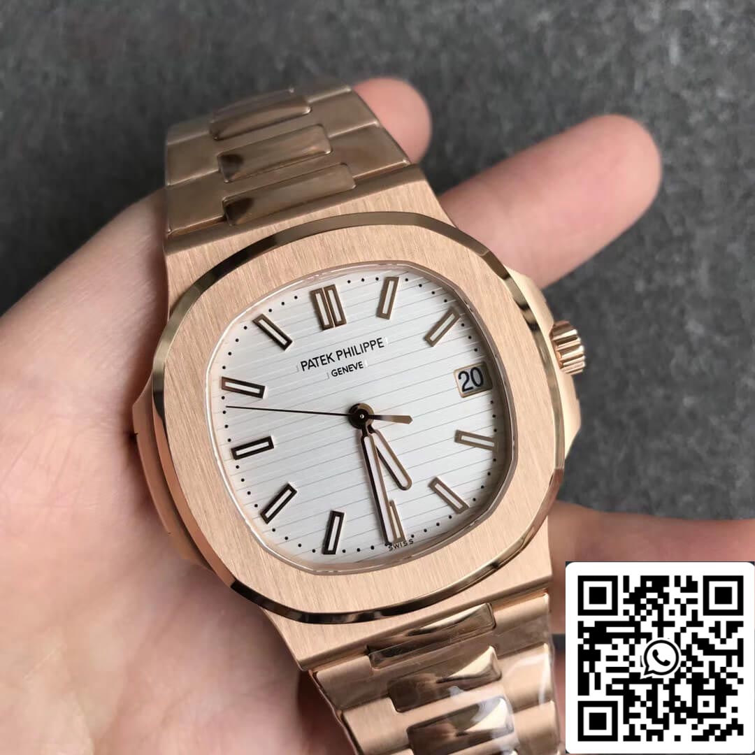 Patek Philippe Nautilus 5711/1R-001 1:1 Best Edition PPF Fabbrica V4 Rose Gold White Dial Swiss ETA324
