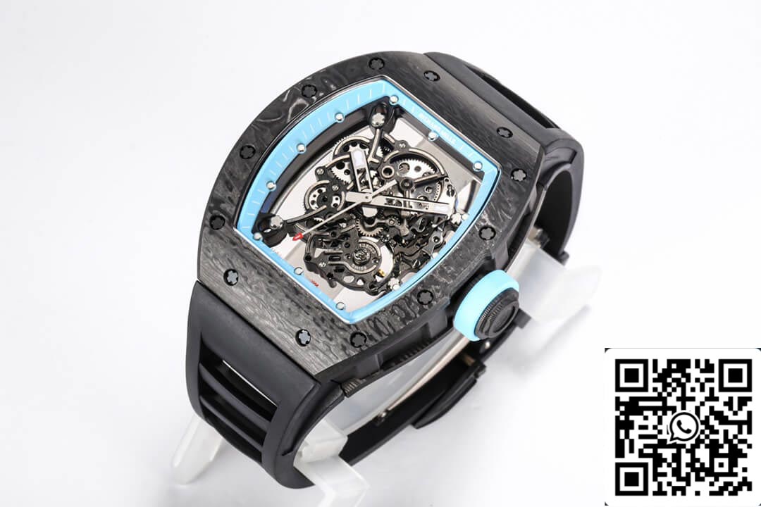 Richard Mille RM055 NTPT 1:1 edizione migliore BBR Fabbrica Nero Gomma cinturino