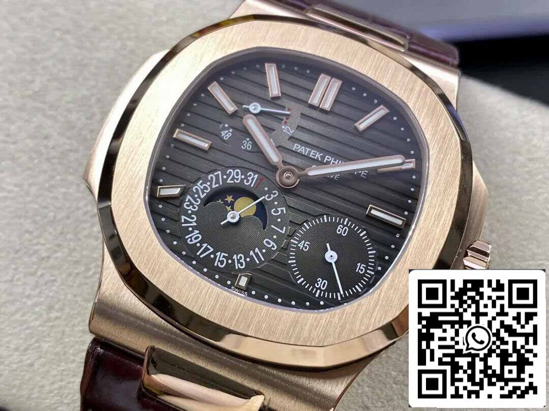 Patek Philippe Nautilus 5712 1:1 Best Edition ZF Fabbrica Brown Leather cinturino Grey dial