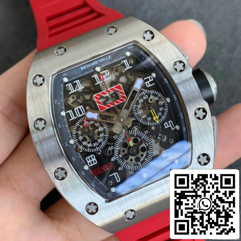Richard Mille RM011 1:1 Best Edition KV Fabbrica Red Rubber cinto