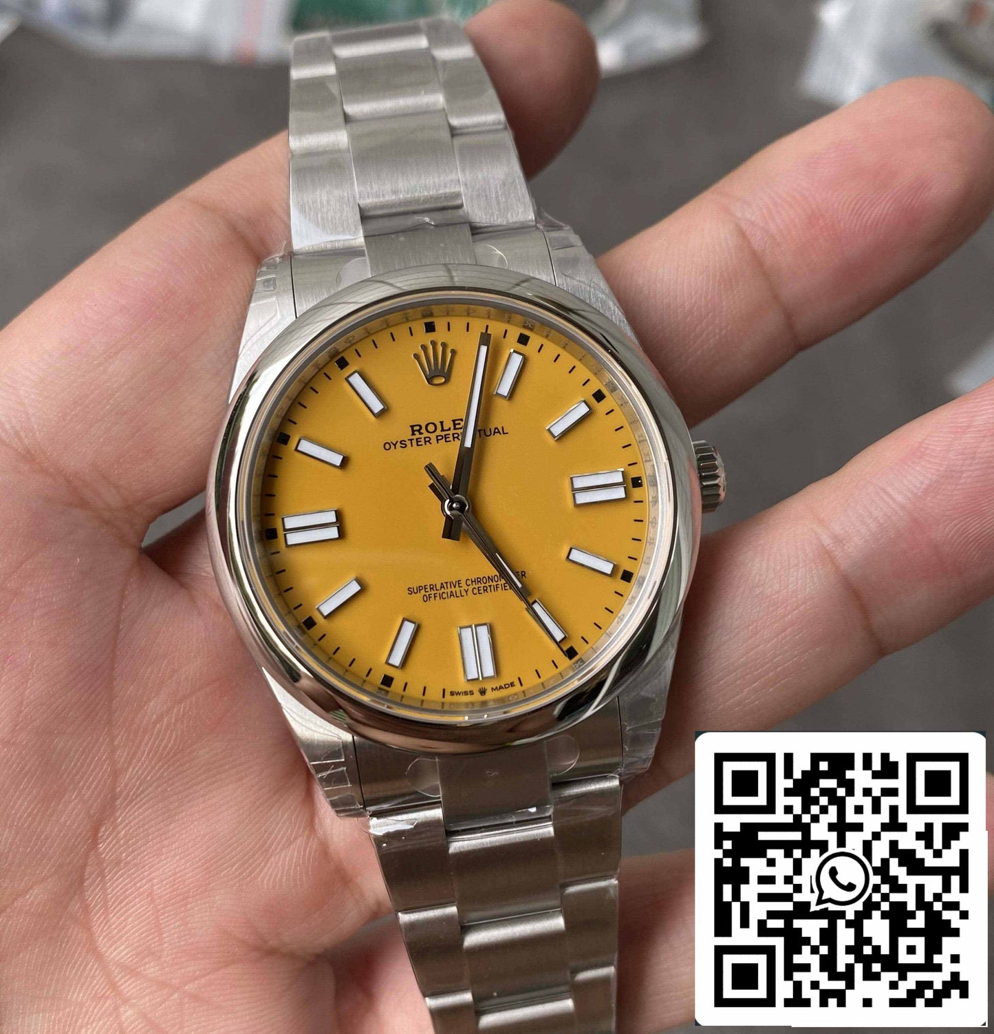 Rolex Oyster Perpetual 41MM M124300-0004 1:1 edizione migliore VS Fabbrica Yellow quadrante