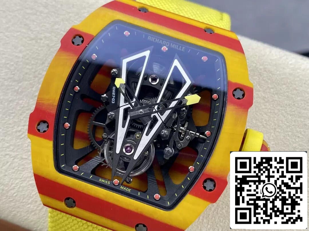 Richard Mille RM27-03 Tourbillon 1:1 edizione migliore BBR Fabbrica Yellow cinturino