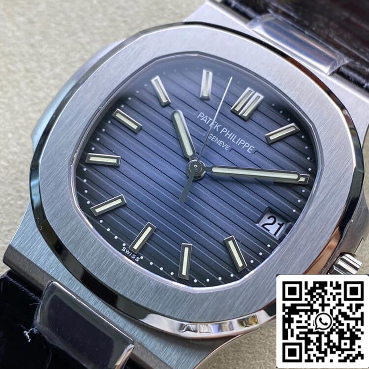Patek Philippe Nautilus 5711 1:1 edizione migliore 3K Fabbrica quadrante blu Cowhide cinturino
