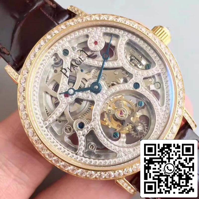 Piaget High-grade Jewelry Mechanical Watches 1:1 Best Edition SWISS Tourbillon Crocodile Leather cinturino