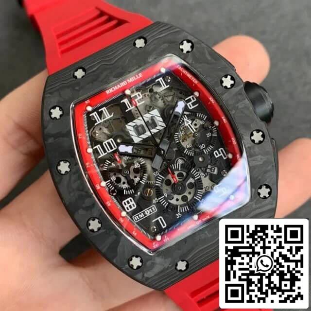 Richard Mille RM-011 1:1 Best Edition KV Fabbrica V2 Black Forged Carbon Case