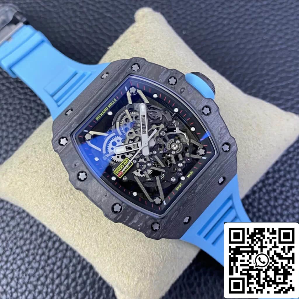 Richard Mille RM35-02 1:1 Best Edition T+ Fabbrica NTPT Carbon Fiber Blue Rubber cinturino