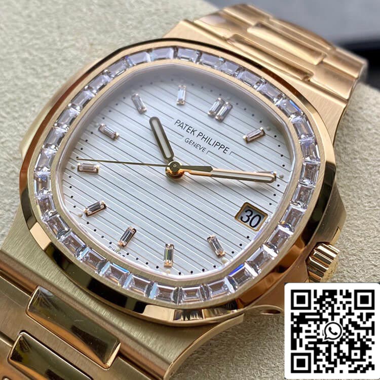 Patek Philippe Nautilus 1:1 Best Edition PPF Fabbrica Rose Gold With Diamonds