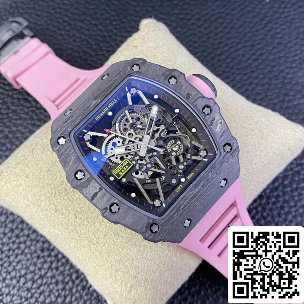 Richard Mille RM35-02 1:1 Best Edition T+ Fabbrica NTPT Carbon Fiber Pink Rubber cinturino