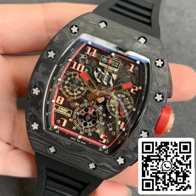 Richard Mille RM-011 1:1 Best Edition KV Fabbrica V2 Forged Carbon Black cinturino