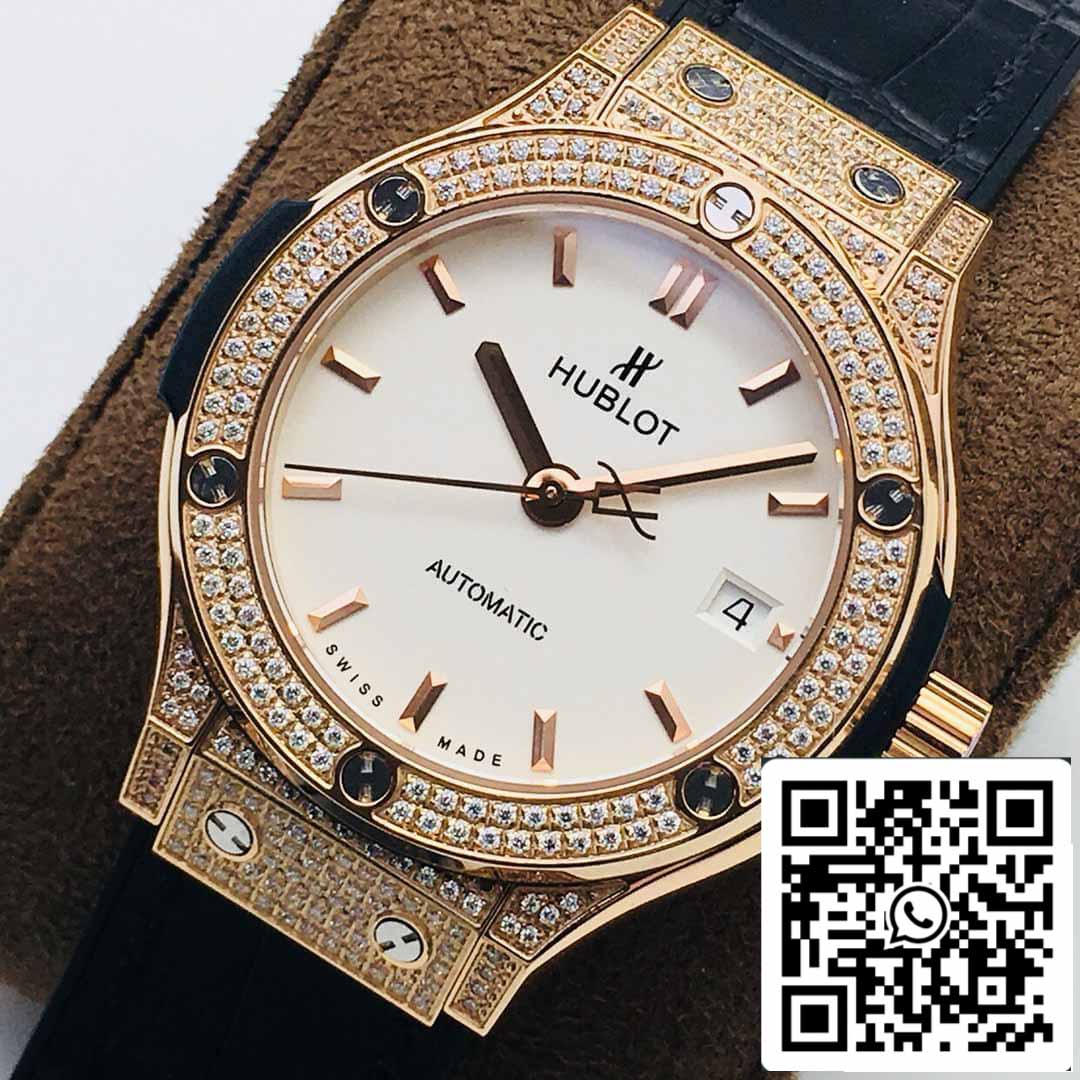 Hublot Classic Fusion 38MM 1:1 edizione migliore HB Fabbrica Diamond quadrante bianco
