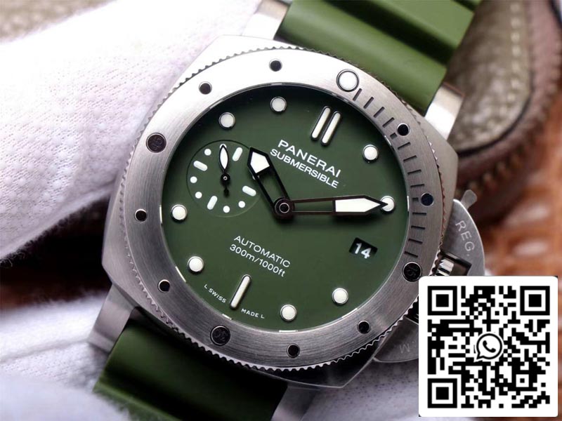 Panerai Submersible PAM01055 1:1 edizione migliore VS Fabbrica quadrante verde Swiss P9000